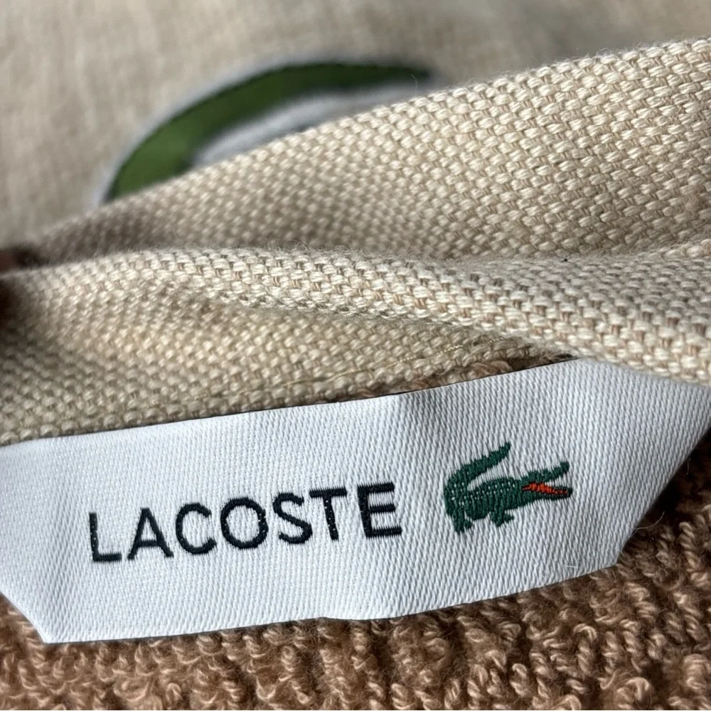 Lacoste Tan and Cream Bath Towel